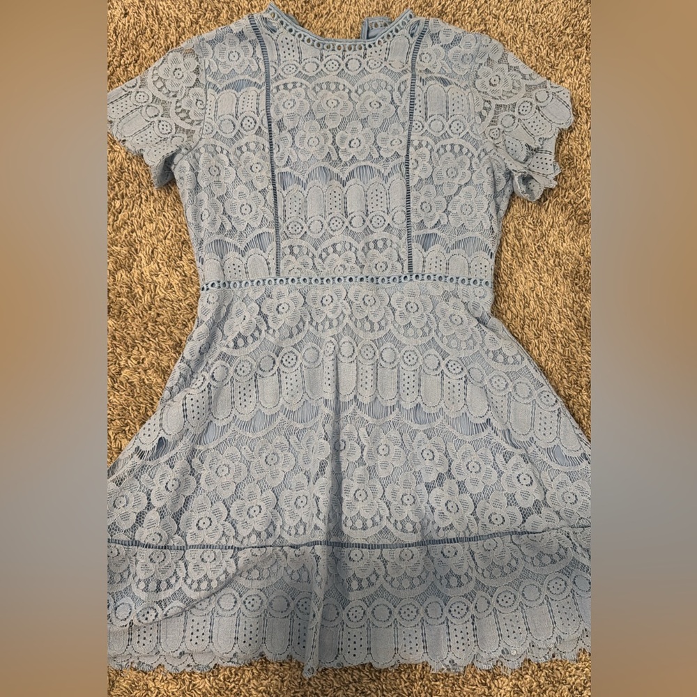 Altar'd State Blue Tiered Flutter Sleeve Dress